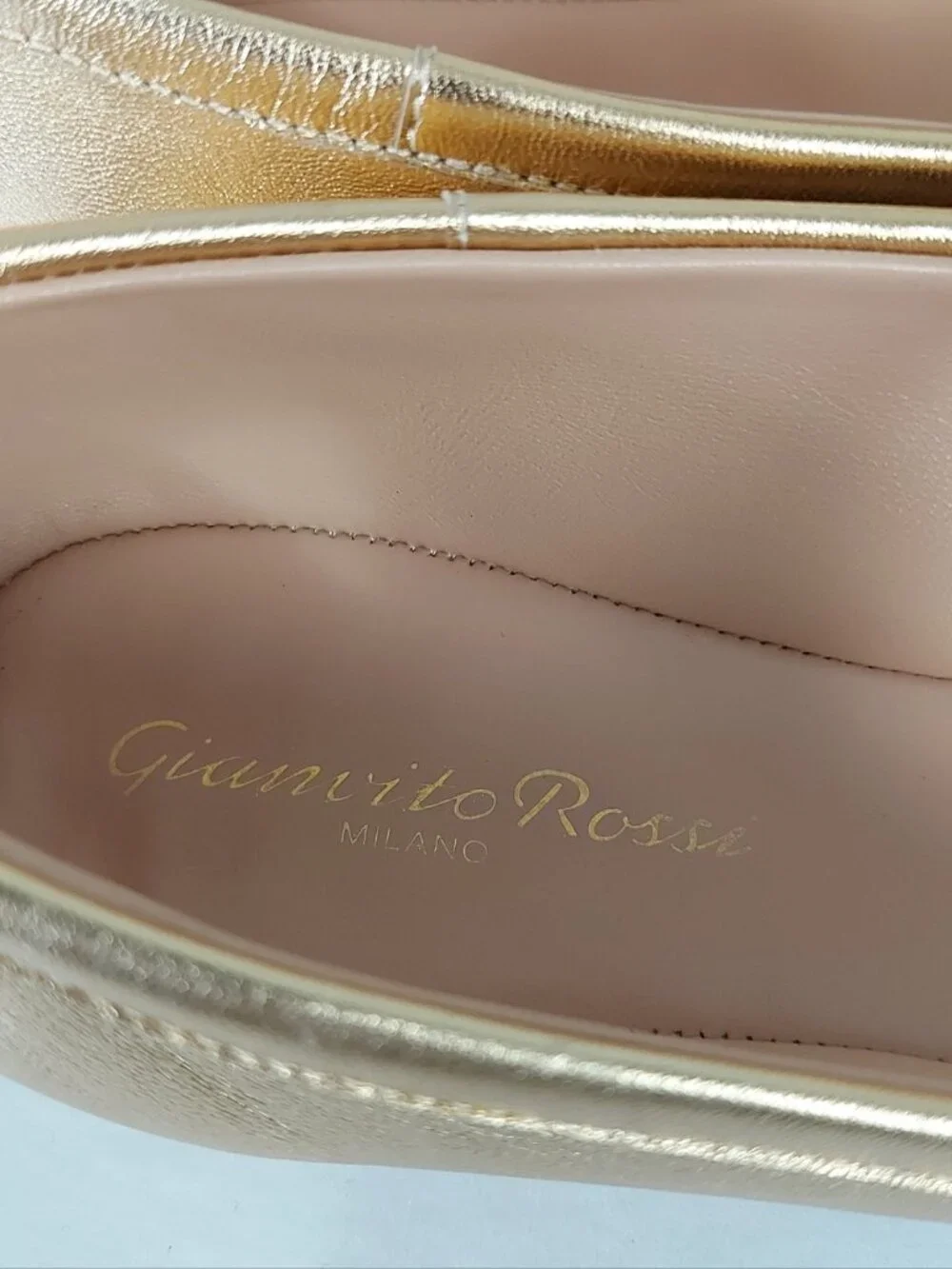 Gianvito Rossi Carla Metallic Gold Leather Mary Jane Flats 36 Buckle Ballerina